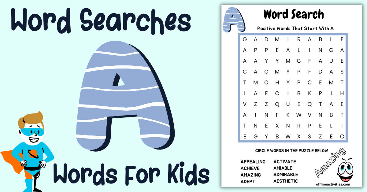 Puzzle Word Search-Words That Start With A