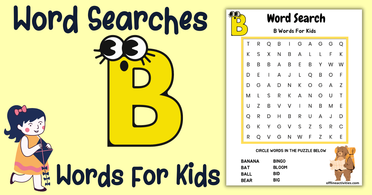 Word Searches Printable Free -B Words For Kids