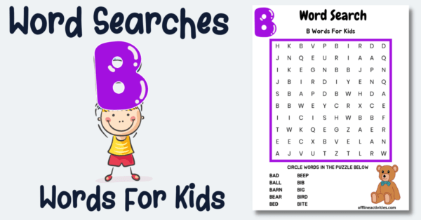 Word Search Game -B Words For Kids - Offline Activities