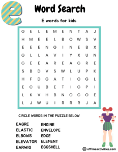 E Words For Kids - Offline Activities