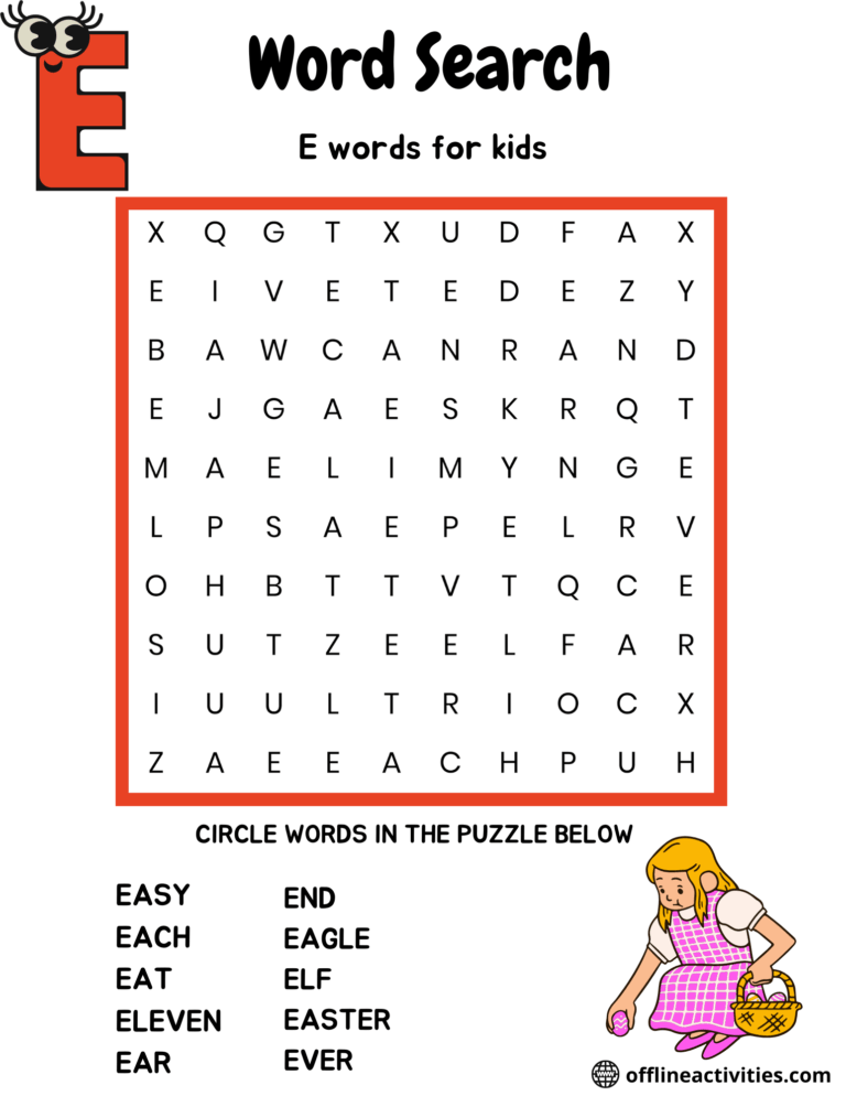 e se words in english for kids