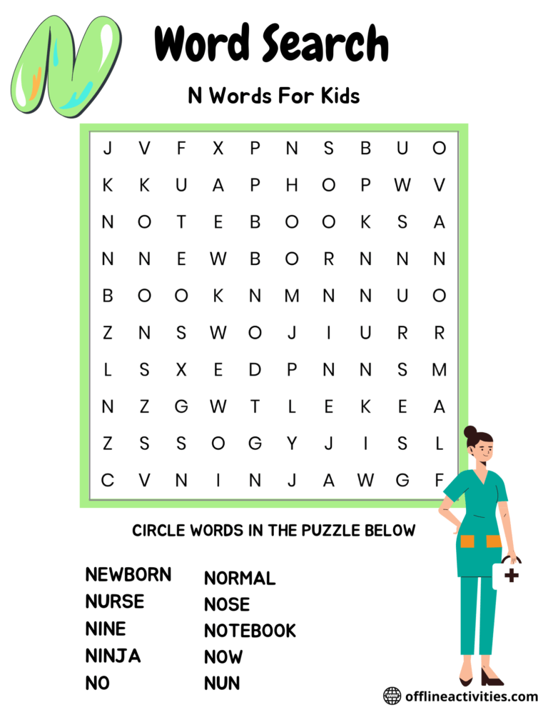 N words for kids Offline Activities