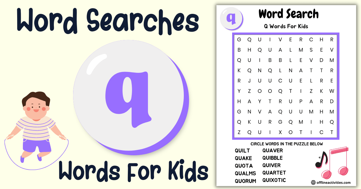 Puzzle Find The Words -Q Words for Kids