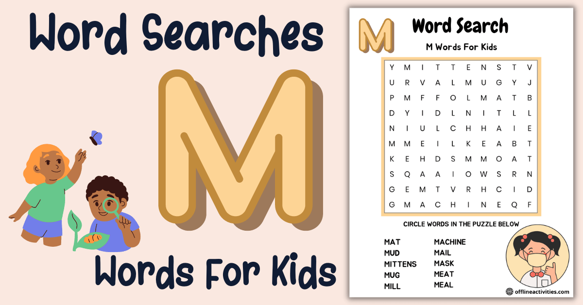 Word Search Puzzle Online free -M words for kids