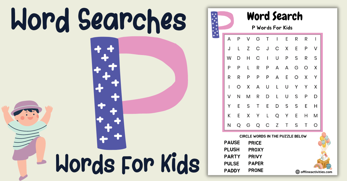 Game of Word Search-P words for kids