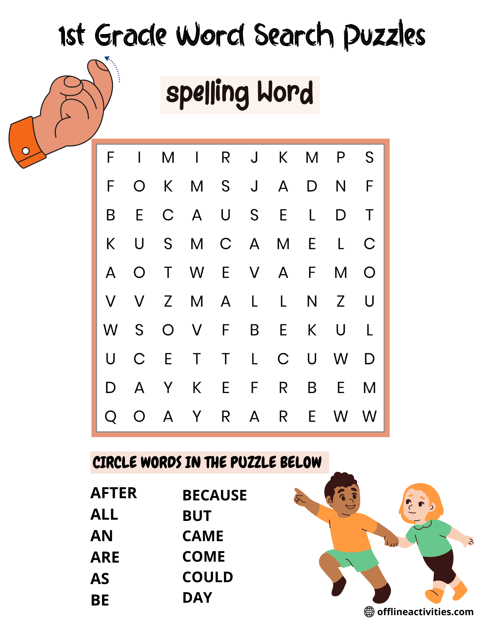 Printable Word Search Puzzles- spelling Word - Offline Activities