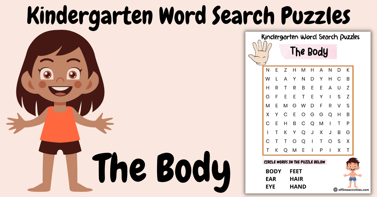 Kindergarten Word Search Puzzles – The Body