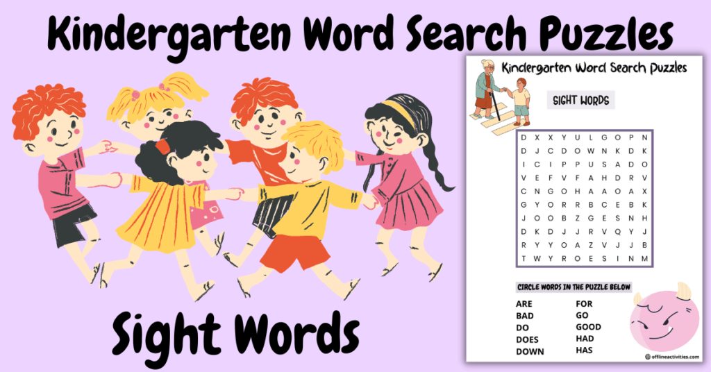 Kindergarten Word Search Puzzles SIGHT WORDS Offline Activities