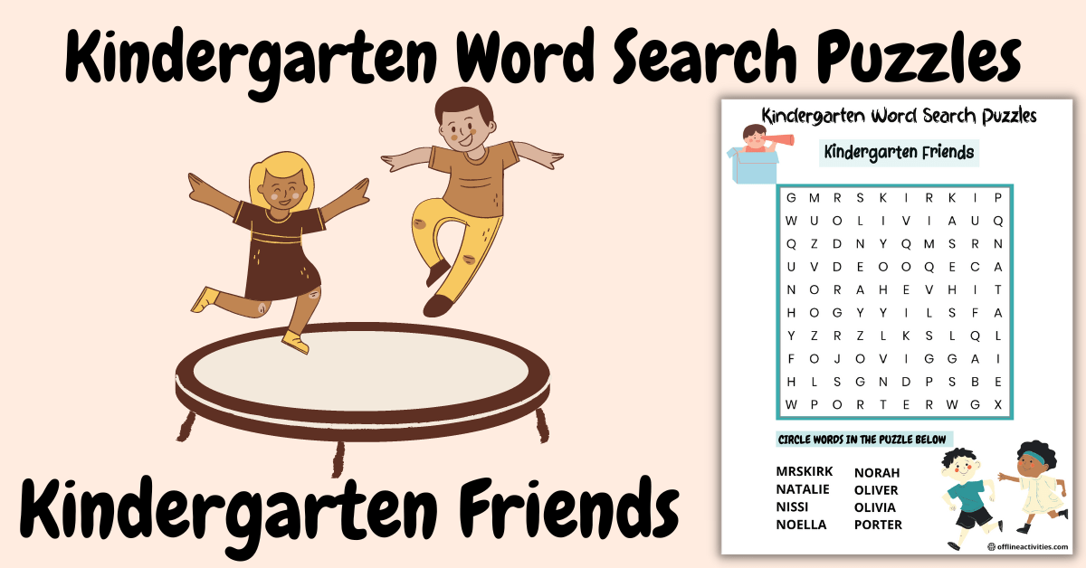 Word Search For Kindergarteners – Kindergarten Friends
