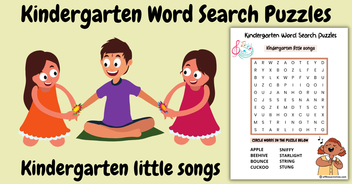 Word Search Puzzles – Kindergarten little songs