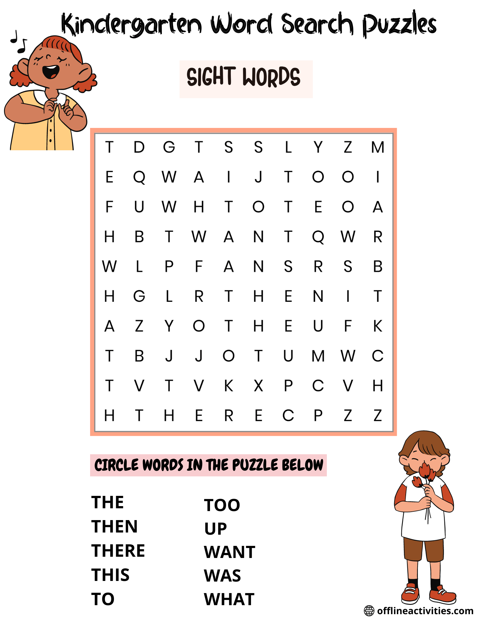 Word Search Downloadable – Sight Words - Offline Activities