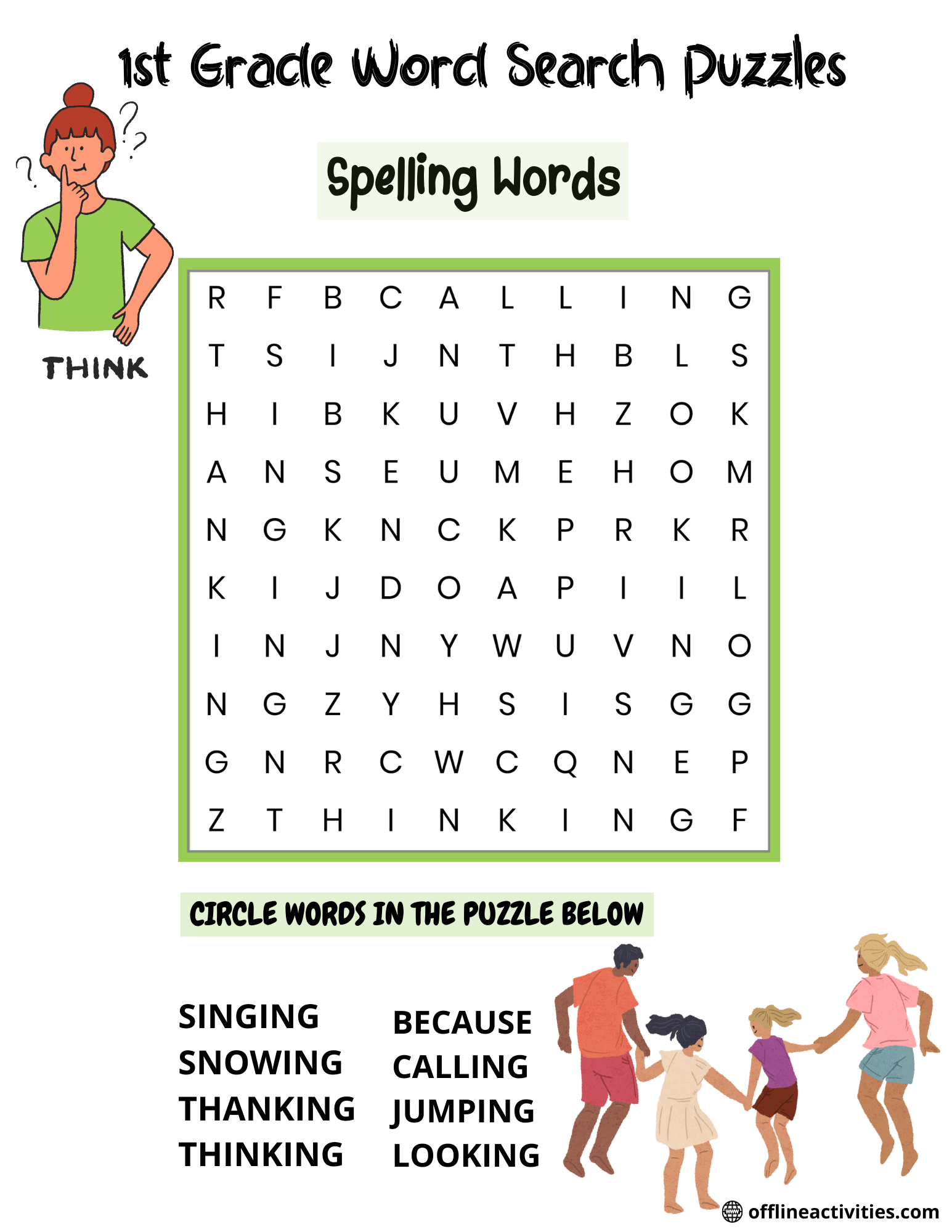 Search A Word Puzzle Printable Spelling Words Offline Activities