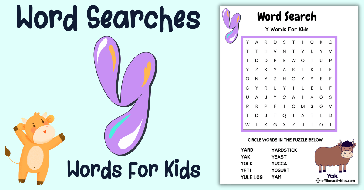 Search The Word Puzzle – Letter Y