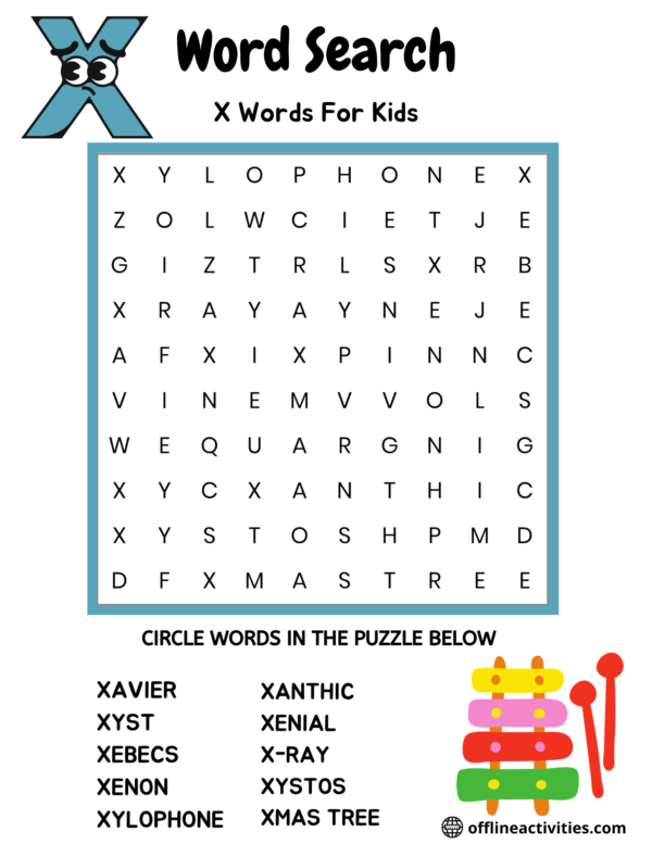 x words in english for kids